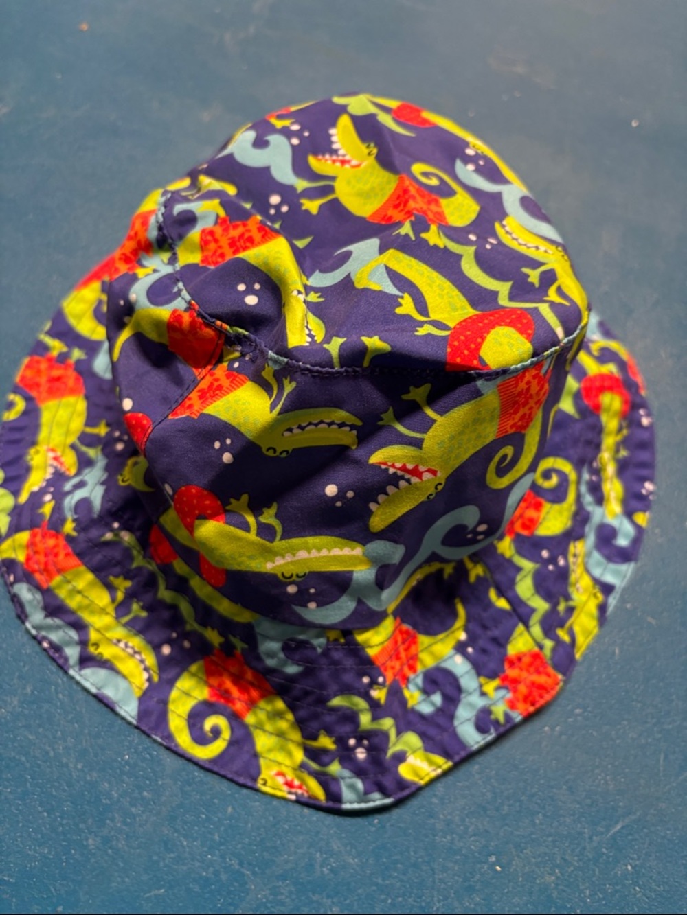 Hobby Lobby Kids Bucket Hat with Purple, Green, Red, Light Blue Alligator Print
